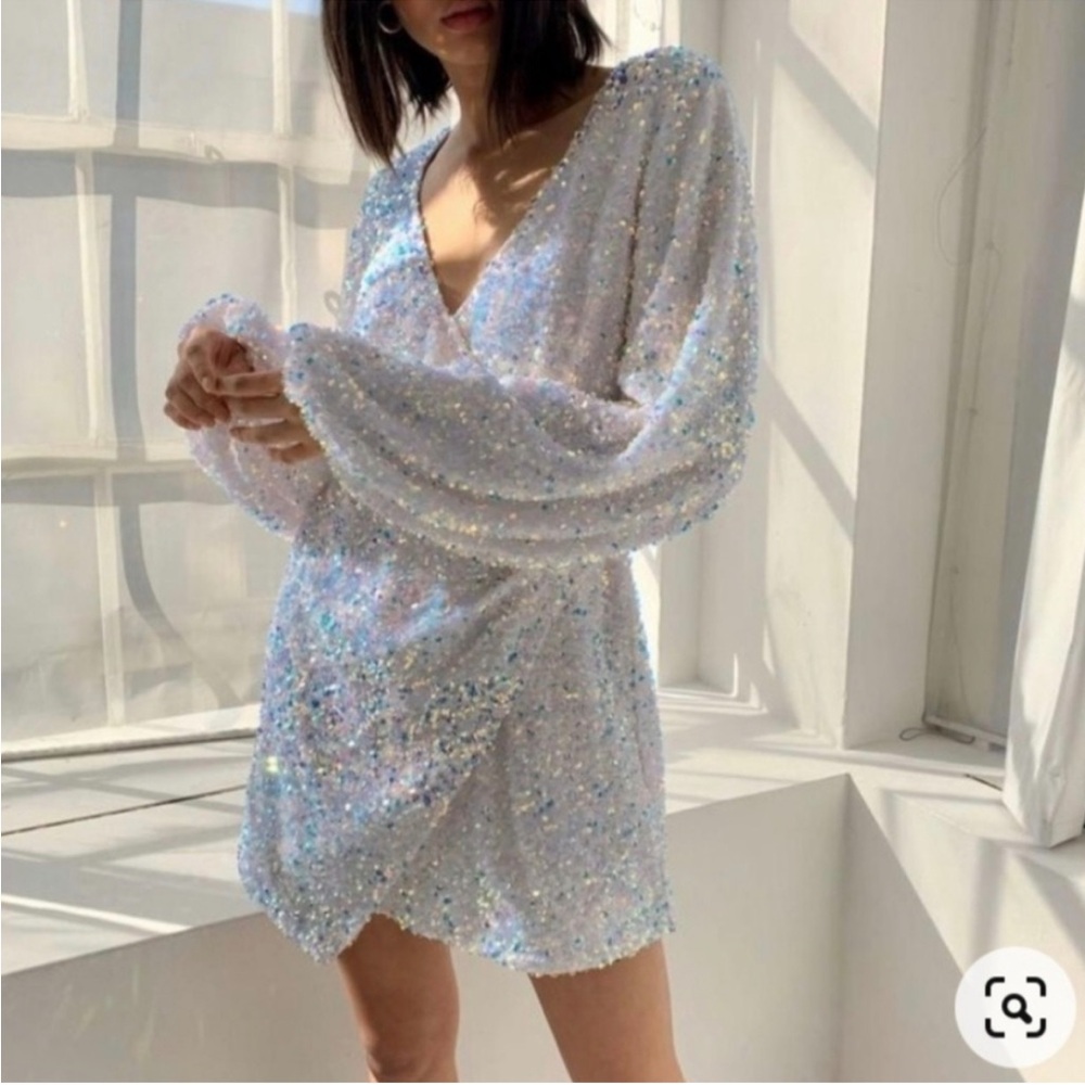 Elegant White Sequin Dress